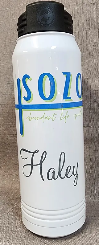 30 oz White Full Color Logo Water Bottle