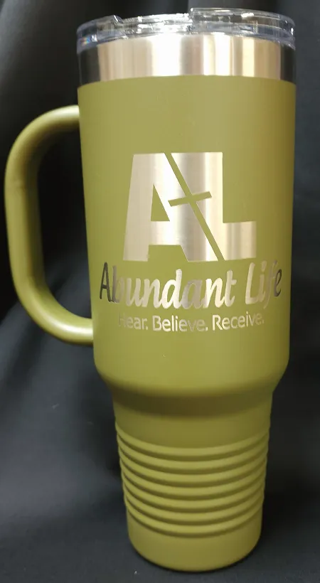 40 oz Travel Mug W/ Handle and Straw