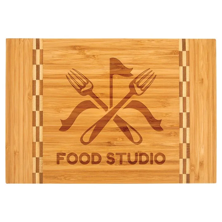 Bamboo Board w/Block Inlay — Personalized Cutting Boards
