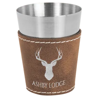 2 oz. Rustic/Silver Leatherette and Stainless Steel Shot Glass