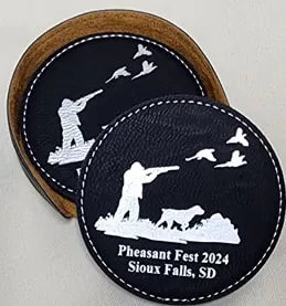 4" Round Leatherette 6-Coaster Set