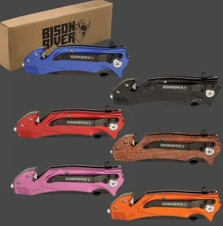 Bison River 4 1/2" Black Rescue Knife (Window breaker)