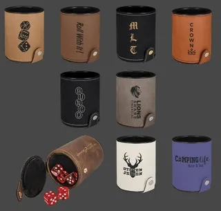 Leatherette Dice Cup with Snap Bottom with 5 Dice