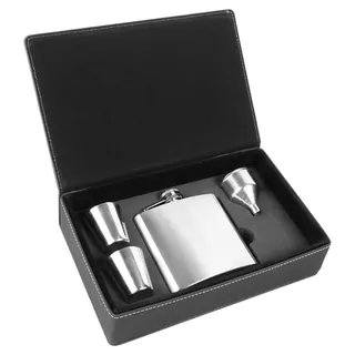 Leatherette Flask Set