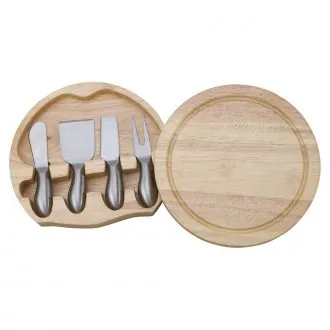Rubber Wood Round Cheese Set — Kitchenware & BBQ Sets