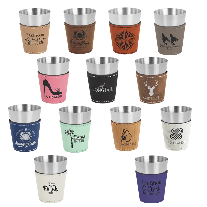 2 oz. Leatherette Shot Glass — Leatherette Gifts