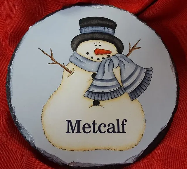 SB066 - Stone Plaque with Snowman