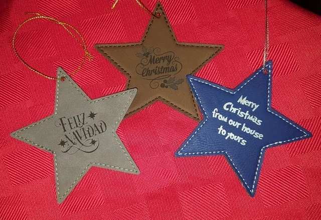 Star Leatherette Ornament with Gold String