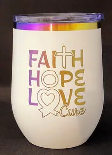 12 oz. White/Prism Wine Tumbler — Think Pink